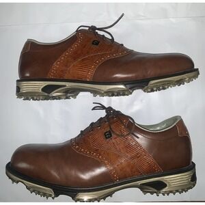 FOOTJOY DRYJOYS TOUR Spiked Golf Shoes Brown Leather Men's Size 12.5 W